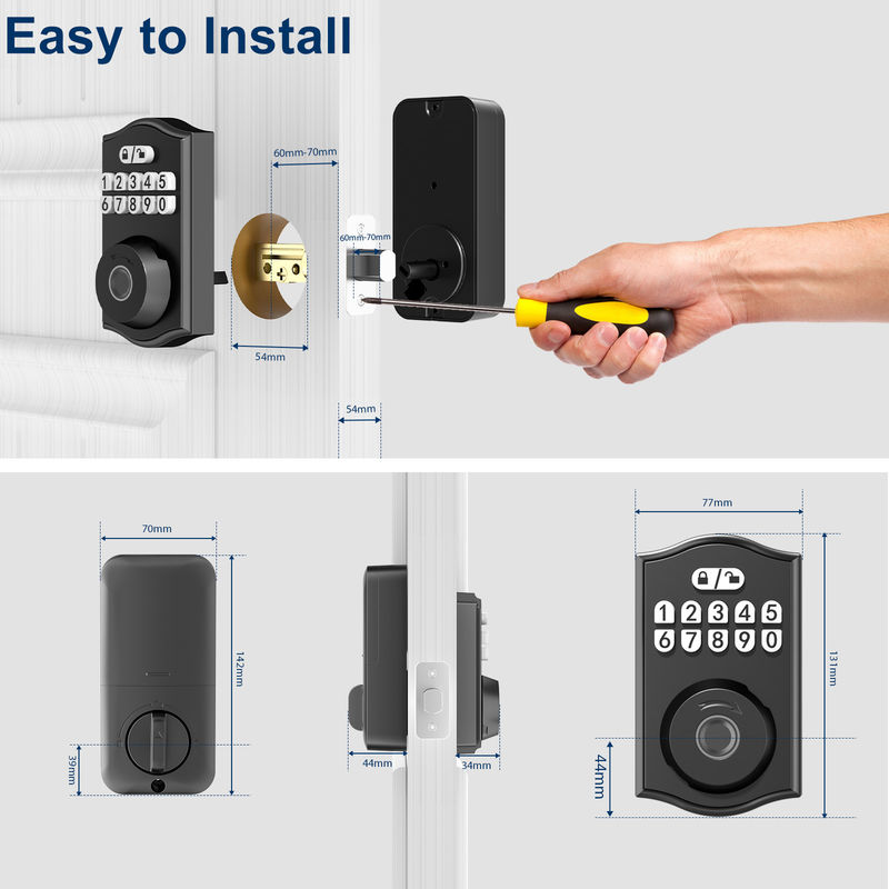 Smart Door Lock, Sleutelloze Door Lock, Fingerprint Door Lock Keypad Deadbolt met 2 sleutels, Smart Locks voor de voordeur