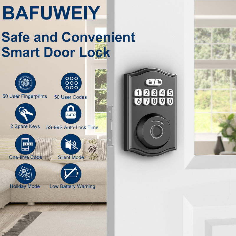 Smart Door Lock, Sleutelloze Door Lock, Fingerprint Door Lock Keypad Deadbolt met 2 sleutels, Smart Locks voor de voordeur