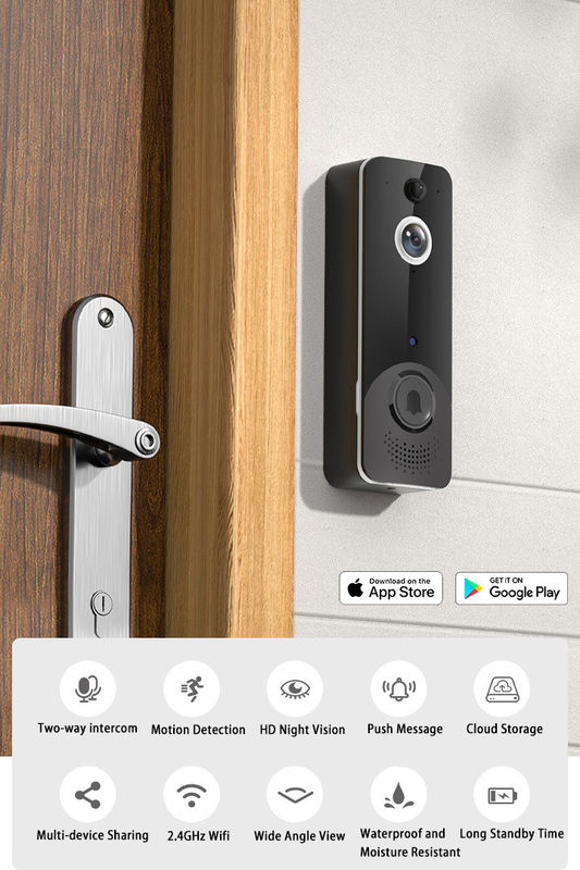 App Smart Wireless Ring Doorbell met Chime 140 graden Wide Angle Low Power Video Doorbell